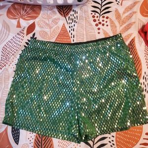 Green Sequin Women's Shorts